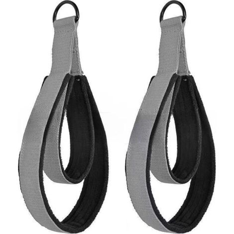 Pilates-Gurte – Doppel-D-Ring-Gurte für Pilates-Reformer, gepolstert, für das Heimtraining, 2er-Set, grau (1/4)
