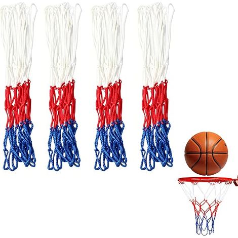 Filets de Basket-Ball Tricolores 50 cm avec 12 Boucles, Filets de Remplacement en Polyester pour Paniers Standard, Intérieur et Extérieur (1/5)