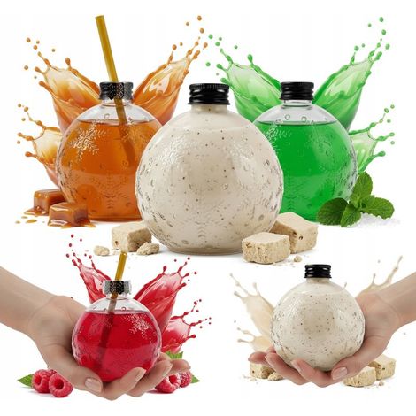 Lot de 5 bouteilles en verre BOMBKA 400 ml, bouchon inclus, liqueurs, cadeau de Noël (1/5)