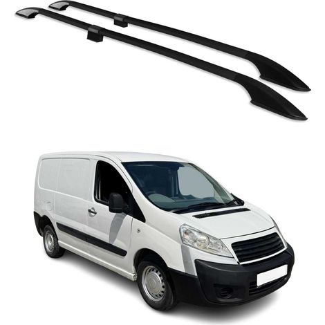 Barres de Toit longitudinales pour Fiat Scudo 2007-2016 L1 Aluminium Noir