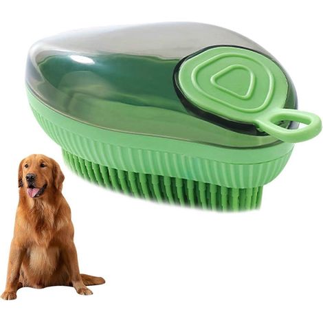 Brosse de lavage pour chien, brosse de bain douce pour chien, brosse de douche pour animaux, produits de lavage pour chiens, brosse de bain en silicone pour chien, brosse pour distributeur de shampoin (1/4)