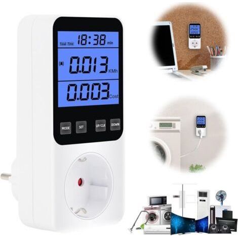 Medidor de electricidad con toma de corriente: Medidor de electricidad con toma de corriente con 14 modos de monitoreo y protección contra sobrecarga, medidor de electricidad de 3680 W (1/5)