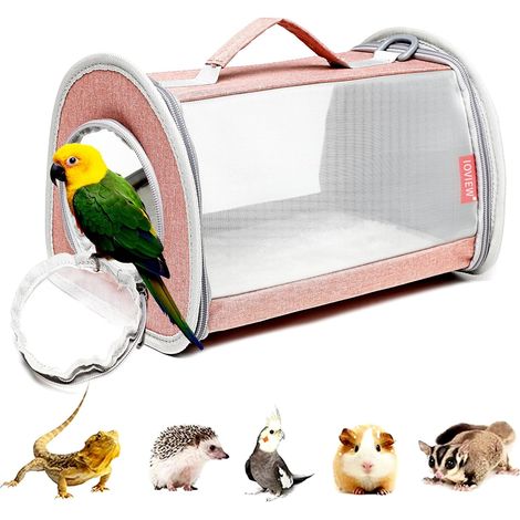 Guinea Pig Carrier Travel Small Animal Carrier Bag Lizard Bird Rabbit Carrier Cage Squirrel Breathable Bag Portable Travel Hamster Small Pet Hangbag (Small, Pink) (1/2)