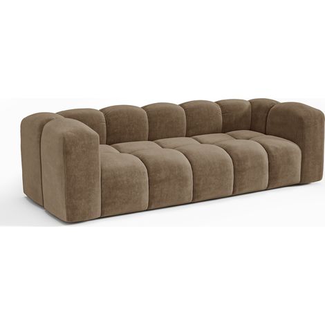 Canapé 3 places en tissu tramé toucher doux marron CLARK (1/5)