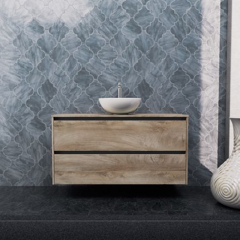 Inda - Mobile bagno L.120 con lavabo in appoggio / Rovere