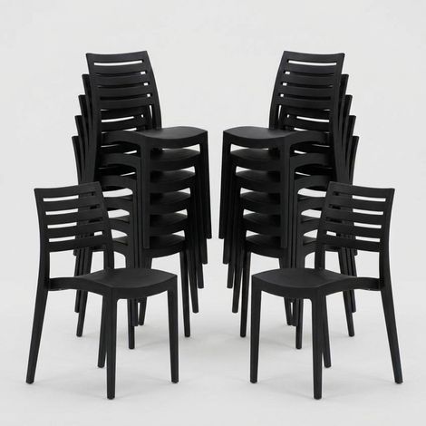 24 Sedie Firenze Grand Soleil polipropilene ristorante offerta stock - Nero (1/5)