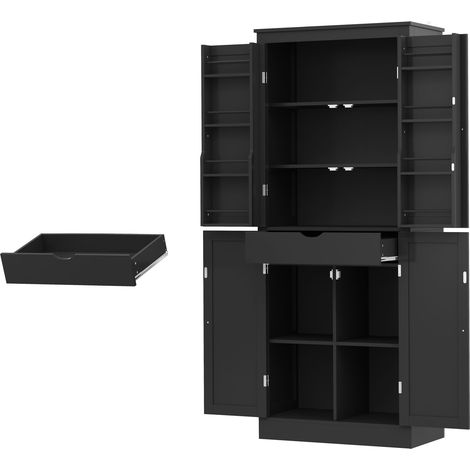 CAIziArmoire de cuisine, meuble haut multifonction, buffet avec deux portes à étagères, compartiments de rangement et tiroir intérieur, 182 × 40 × 75, adapté à la cuisine, à la salle à manger et au sa (1/5)