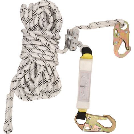 Corde de sécurité,Corde pour ligne de vie verticale,Corde en polyester pour équipement de sécurité de toiture,pour la randonnée et l'escalade,50 pieds (1/5)
