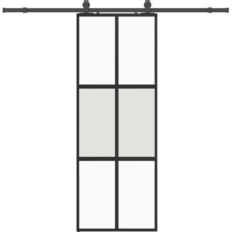 Maison Exclusive - Schiebetür mit Beschlag Schwarz 76x205 cm Hart