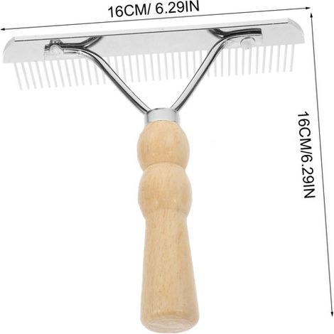 Peigne de Toilettage pour Chevaux Râteau de Décrottage Étrille en Métal avec Manche en Bois pour Équitation (1/5)