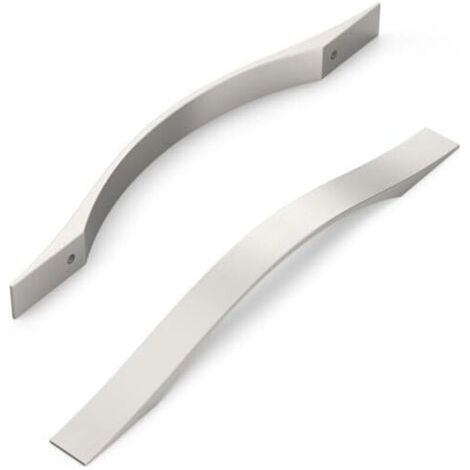 Lot de 10 poignées de meuble, finition nickel satiné brossé, entraxe 160 mm, pour placards, armoires et tiroirs de cuisine.