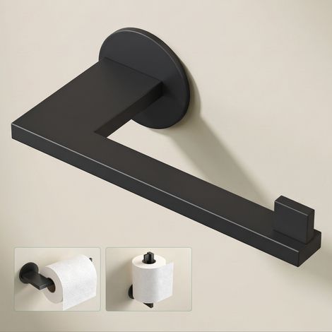 Mai & Mai Porte-Papier Toilette Dérouleur Mural en Acier Inoxydable Porte-Rouleau Stable Noir Mat Rangement WC Support de Rouleau 185×83,5×60 MM Lino-04 (1/5)