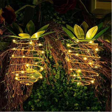 2 lampes solaires ananas, 24 LED, lanterne solaire étanche, éclairage solaire extérieur, guirlande lumineuse à suspendre - AquaForge (1/3)