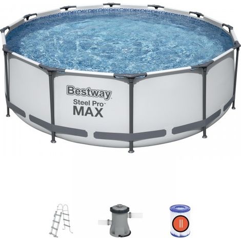 Piscina Desmontable Tubular BESTWAY Steel Pro Max 366x100 cm con Depuradora Cartucho 2.006 L/H y Escalera (1/10)