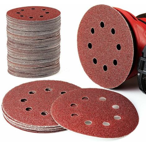 Sanding Disc - 125 mm - 8 Holes - Alumina - Grit 60 80 100 120 240 - For Angle Grinder And Sander - 100 Pieces (1/5)