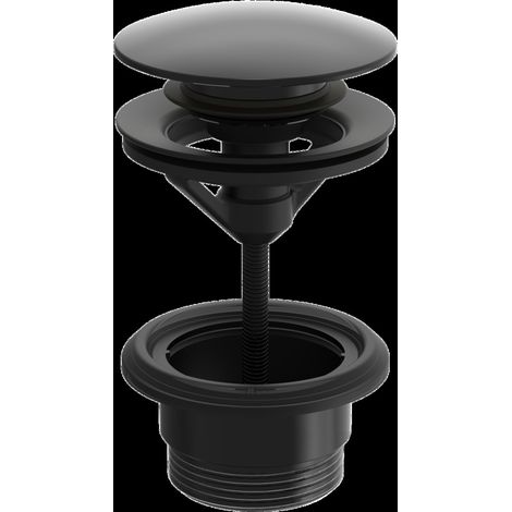 Hansa - Piletta di scarico chiudibile per lavabo 1 1/4, push-open, nero opaco 0764010033 (1/2)