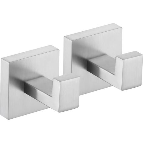 2 Pièces Crochet Mural Porte-serviettes Salle de Bain Murale Crochets Acier Inoxydable SUS304 Patère Support Pour Cuisine Accroche Brossé(argent) (1/5)