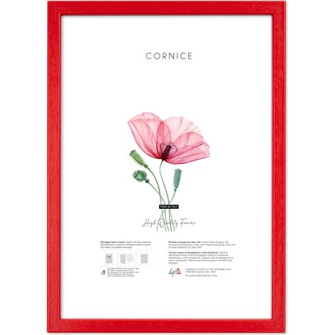 Lupia - Cornice portafoto in legno da parete BOMBER ROSSA, per foto, stampe artistiche, poster, quadri moderni 25x35 cm