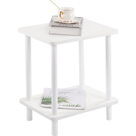 Table d'Appoint à 2 Niveaux, Meuble d Entree, 40x30x47.5cm, Blanc (1/5)