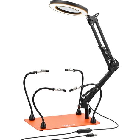 Troisième Main Soudure à 4 Bras Flexibles, Station Aide de Soudage Magnétique, avec Lampe Loupe LED 3X, Base en Acier Robuste et Antidérapante, pour Réparation Électronique, Artisanat, Bricolage (1/5)