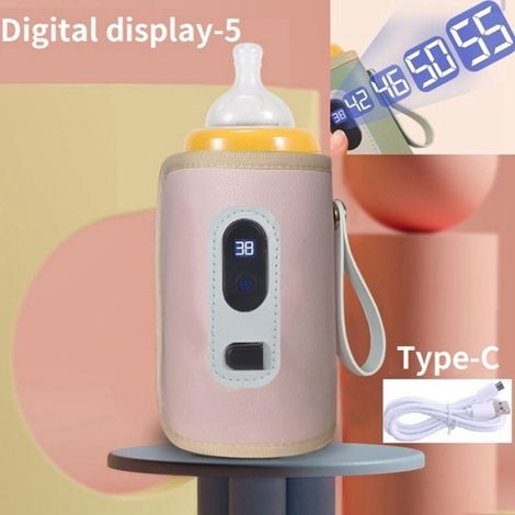 Chauffe-Eau à Lait USB Poussette de Voyage Sac Isotherme Affichage NuméRique Chauffe-Biberon pour BéBé pour L'Hiver en Plein (1/4)