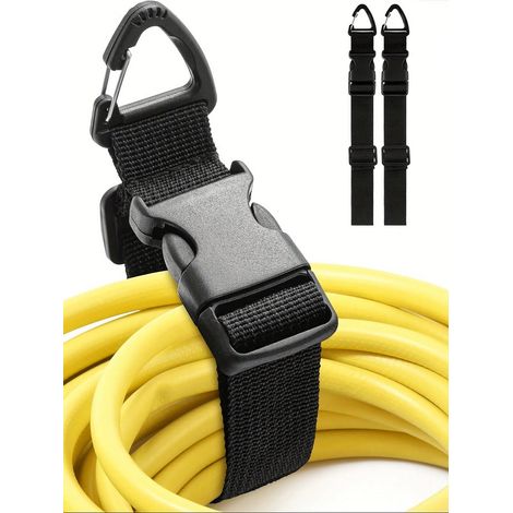 1 Organisateur réglable pour câble d'alimentation, support enrouleur, cintre avec pinces et sangles triangulaires pour rangement garage/maison. Ceinture 0,98 pouce ×17,7 pouceNoir (1/4)