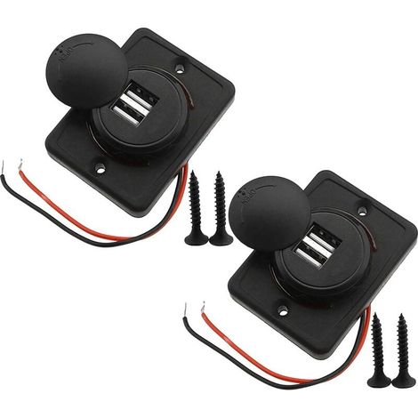 2 prises allume-cigare USB double, 3,1 A, 5 V, étanche, ABS/cuivre, pour véhicules 12-24 V (1/4)