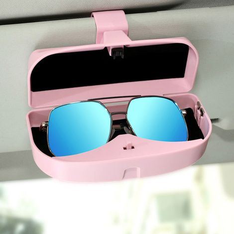 Support Voiture Universel Étui de Rangement pour Lunettes de Soleil, Boîte Organisatrice Polyvalente avec Clip (Rose) (1/3)