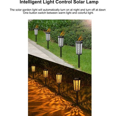 Lampe de pelouse à énergie solaire, imperméable conforme à la norme IP55, éclairage d'extérieur, luminaire décoratif de paysage, idéal pour un jardin, une nuit ou un sentier, coloré ou chaud (1/5)