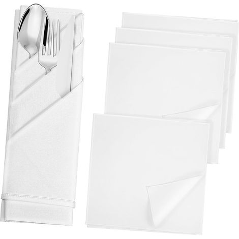 Serviettes de Table en Coton Blanc, Lot de 5, Épaisses (1/5)