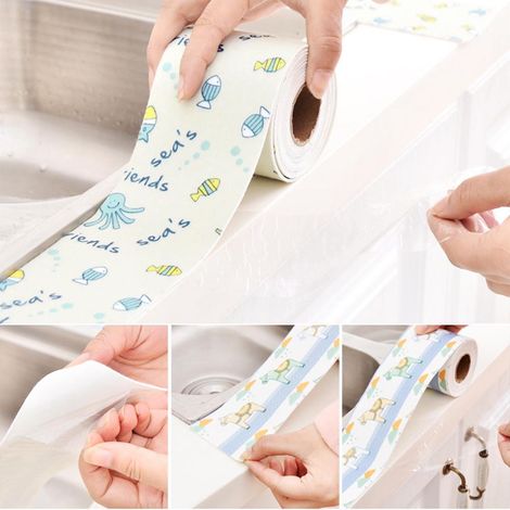 Ruban d'étanchéité PVC imperméable, bande adhésive pour évier et salle de bain, joint auto-adhésif pour cuisine, ruban de scellement pour joints, 1 rouleau. (1/3)