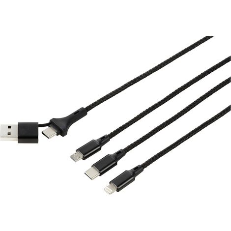 Renkforce USB-Ladekabel USB 2.0 USB-A Stecker, USB-C® Stecker, USB-Micro-B Stecker, Apple Lightning (1/5)