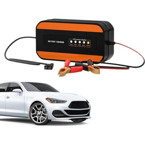 Chargeur de Batterie Automobile, Chargeur de Batterie Automatique Chargeur de Batterie de véhicule 12 V,Chargeur de Batterie de Voiture Portable pour Voiture, Moto, Camion, mainteneur de (1/4)