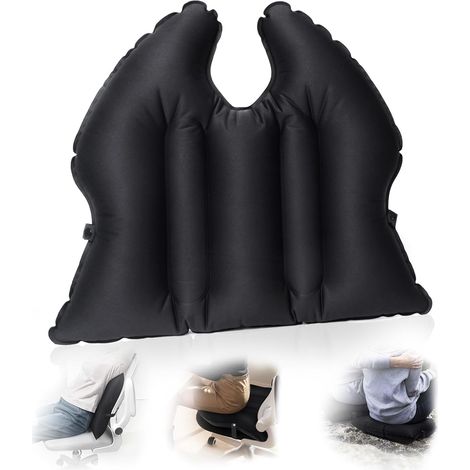 Coussin de siège gonflable, léger, imperméable, adapté pour le bureau ou la maison, coussin de siège pratique pour voyage, stade en plein air et camping, noir (1/5)
