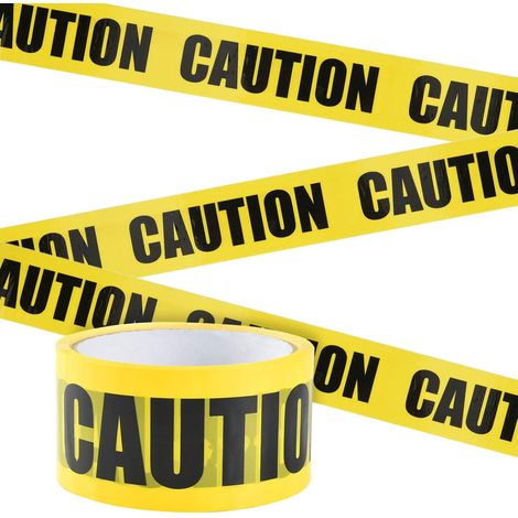 Ruban D'avertissement, 25M CAUTION Bandes de Sécurité Adhésive Ruban de Signalisation Jaune pour Utiliser Lieu de Travail et Zone Dangereuse (Noir/Jaune) (1/5)