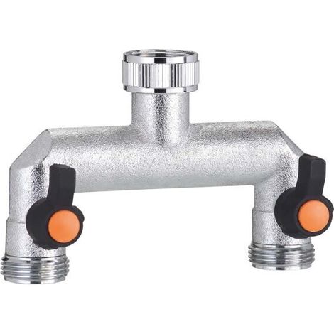 CLABER - PRESA A 2 VIE REGOLABILI FILETTATE 3/4" M IN OTTONE CROMATO 9601 (1/3)