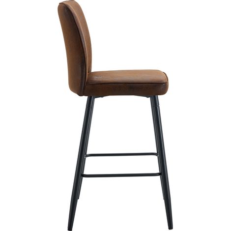 Chaise de bar ergonomique en tissu technique marron avec pieds en métal noir, 101 cm de hauteur (1/5)