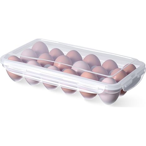 1 Boîte à œufs, Plastique, 18 cellules, Couvercle, Transparent, Réfrigérateur, Cuisine, Pique-nique (1/5)