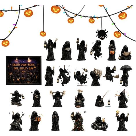 Calendrier de l'Avent Halloween Compte à Rebours Ornements festifs  Calendrier de l'Avent Halloween 24 Jours Pour bureau à domicile ferme maison hantée salon entrée (1/5)