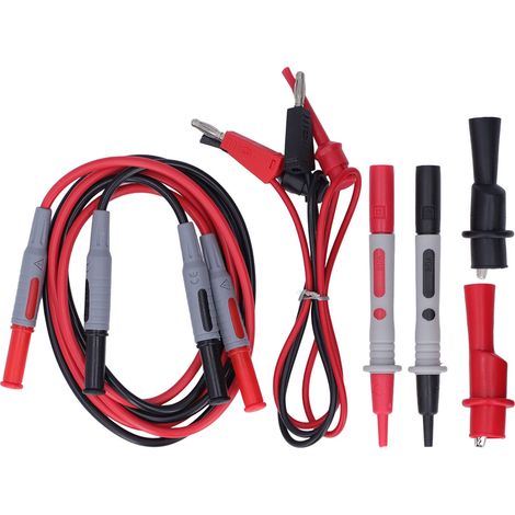 Kit de test pour multimètre : cordons de connexion, crochets de test, pinces crocodiles, embouts et sondes. (1/5)