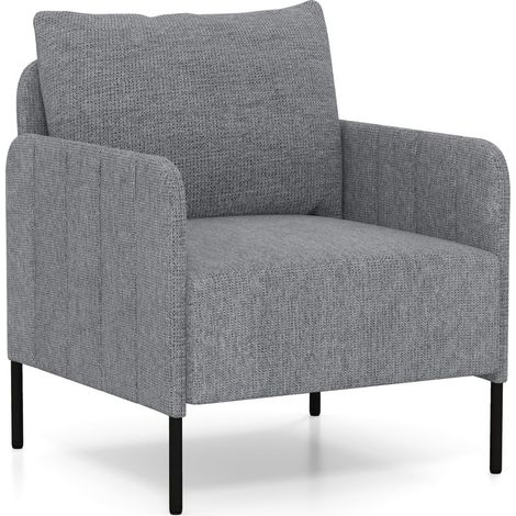 Sillón con cojín de 75 cm de profundidad asiento ergonómico confort lujoso en tela de chenilla gris 200012082