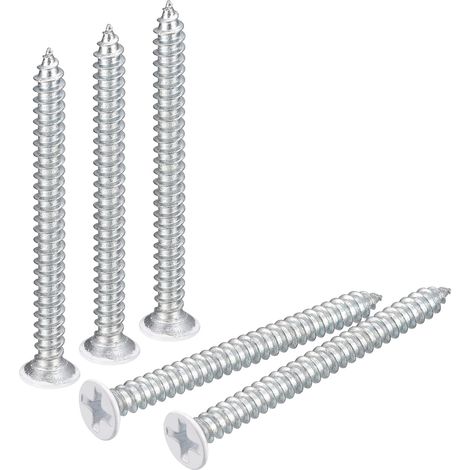 ST3.5x40mm Blanc Vis Autotaraudeuse, 50pcs Plat Tête Phillips Bois Vis pour Travail Bois (1/5)