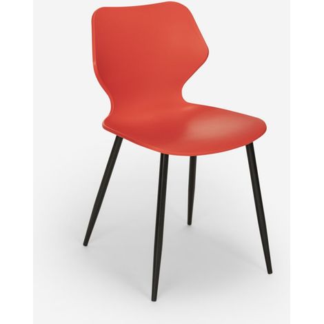 Silla de diseño moderno metal polipropileno restaurante comedor Ladysmith - Rojo