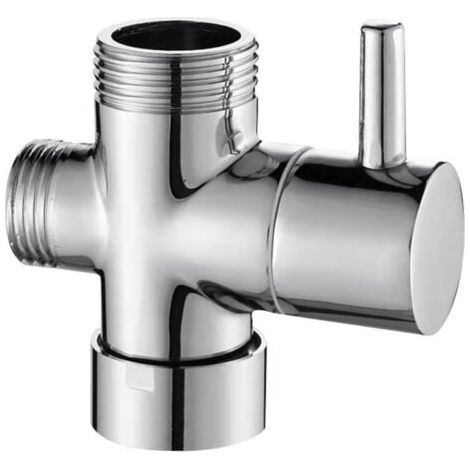 Valve 3 voies en laiton massif G1/2" Douchette Composants de Douche Raccord universels, Chrome DSF007 (1/5)