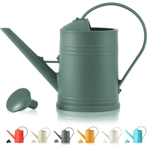 A dark green 14"D x 5.5"W x 9"H indoor plant watering pot, flower watering pot, plastic plant watering pot with sprinkler (1/5)