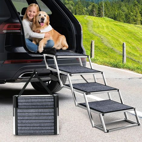 Hundetreppe Auto 4 Stufen klappbar extra breit bis 100kg rutschfest (1/5)