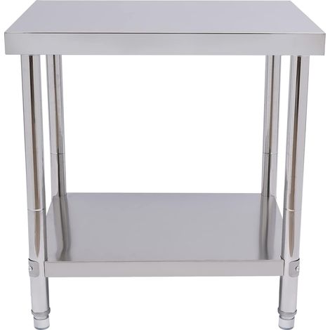 Mesa de trabajo de acero inoxidable, mesa auxiliar de acero inoxidable, mesa de trabajo, mesa de preparación, mesa de trabajo comercial, (76 x 60 x 80 cm)