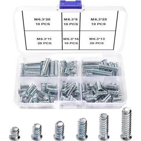 80 Pièces M6.3 Kit de Vis Euro Spéciale pour Meubles, Coulisse, Portes D'armoires de Cuisine, Armoires et Charnières de Placard (1/5)
