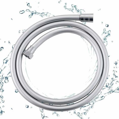 Flexible De Douche Anti-Torsion, Tuyau Douche 1.5M, Tuyau De Douche Argenté Lisse Pvc, Résistance Aux Hautes Températures Anticorrosion, Interface En Laiton (1/5)