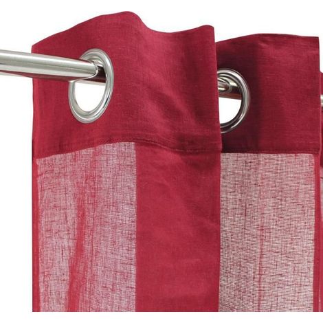 COTONNADE - Voilage à œillets 100% coton rouge 105x250 (1/4)